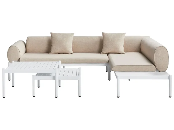 Conjunto esquinero de jardín 5 plazas RASIGLIA Izquierda Metal Beige
