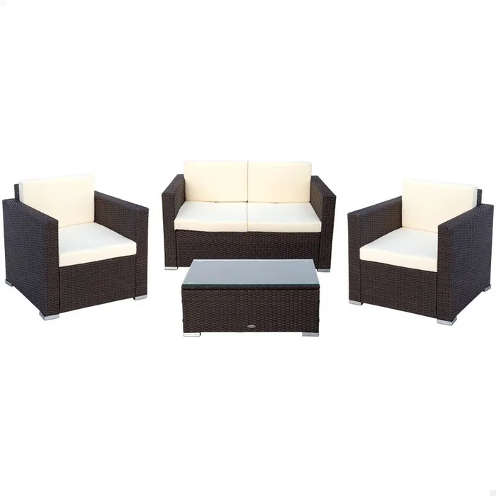 Conjunto muebles terraza sillones, sofá y mesita ratán Aktive