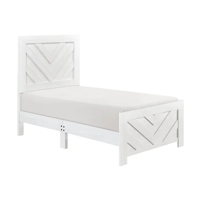 Corbin White Crossbuck Twin Panel Bed