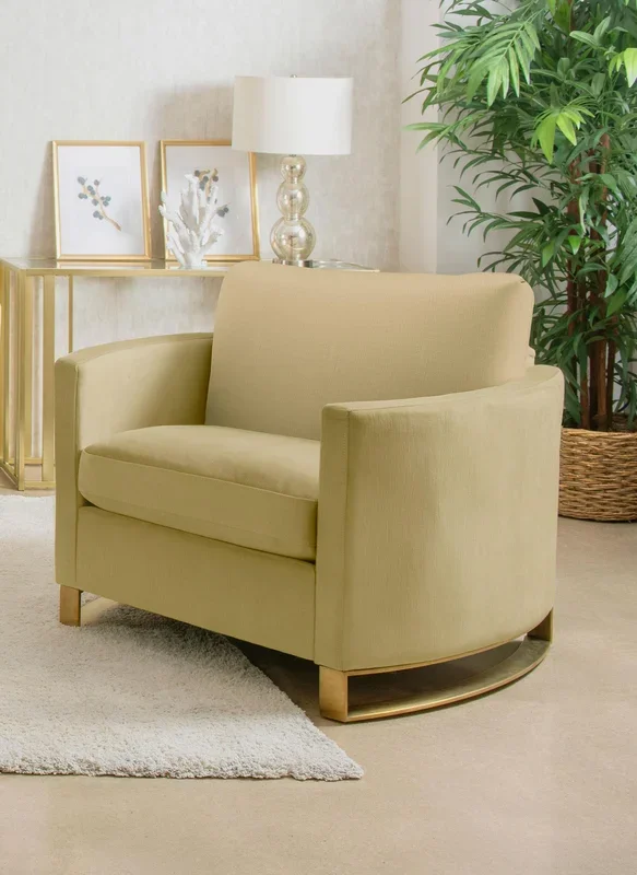 Corliss Camel Velvet Curved Track Arm Chair
