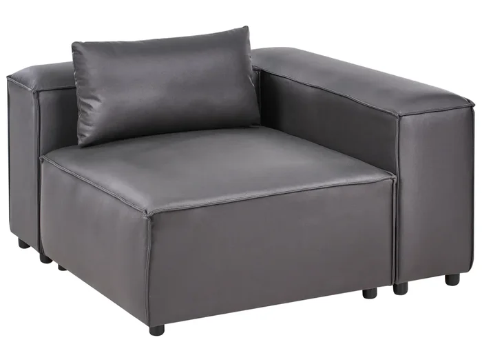 Corner Seat BRANDE Faux Leather Black Symmetrical