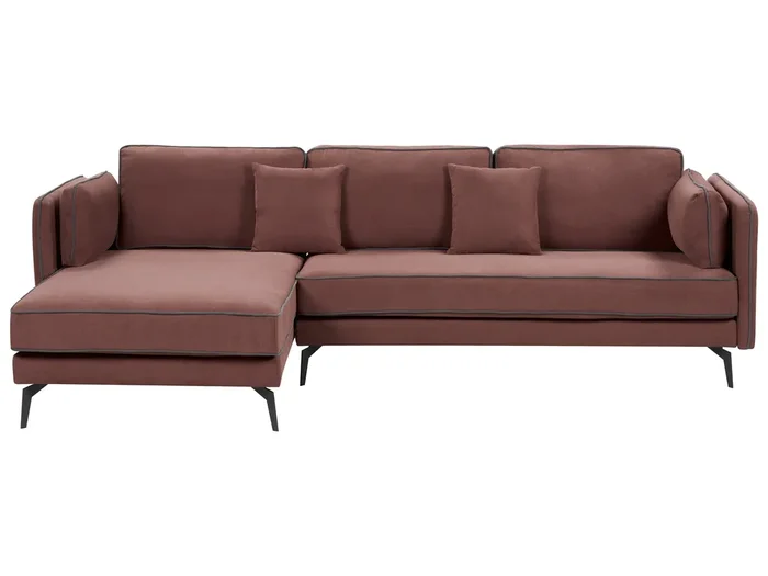 Corner Sofa 3 Seater ALTAN Fabric Burgundy Right Hand