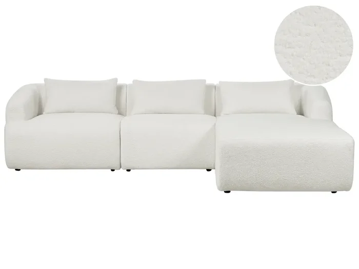 Corner Sofa 3 Seater SVANSELE Boucle Off-White Left Hand