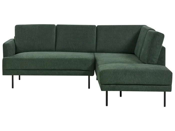 Corner Sofa 4 Seater BREDA Fabric Dark Green Left Hand