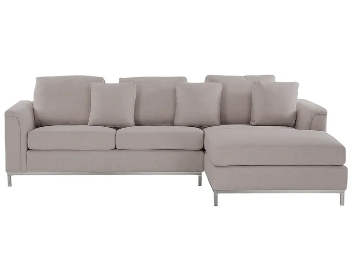Corner Sofa 4 Seater OSLO Fabric Beige Left Hand