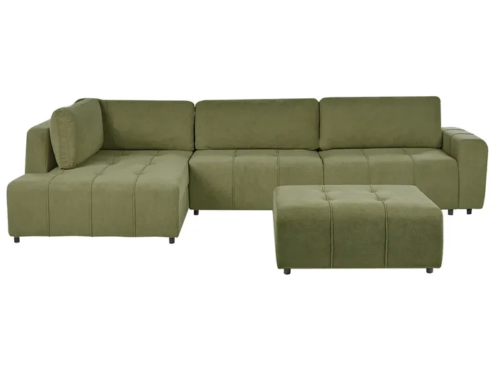 Corner Sofa Bed 4 Seater INNVIK Fabric Green Right Hand