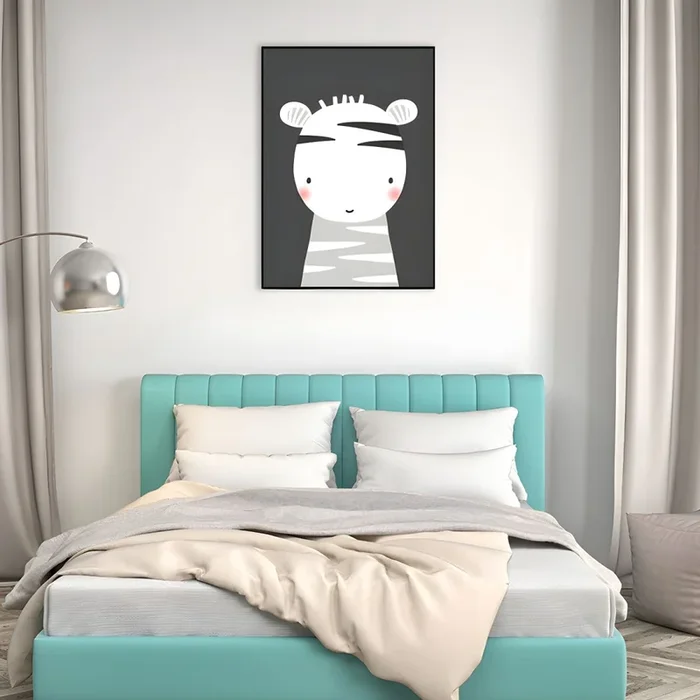 Cuadro de arte de pared para habitación de niños con estilo de ovejas de colores pastel y textura – Blanco 40 cm x 60 cm