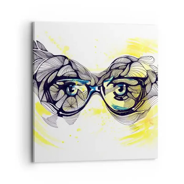 Cuadro sobre lienzo – Impresión de Imagen – A través de las gafas azules – 70×70 cm