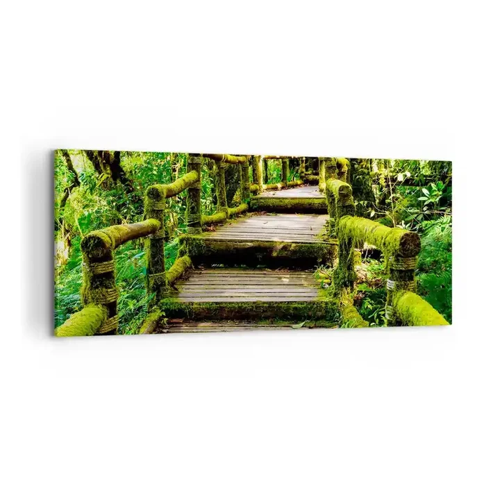 Cuadro sobre lienzo – Impresión de Imagen – A través de un corredor verde – 100×40 cm