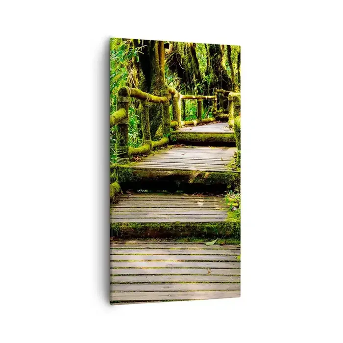 Cuadro sobre lienzo – Impresión de Imagen – A través de un corredor verde – 55×100 cm