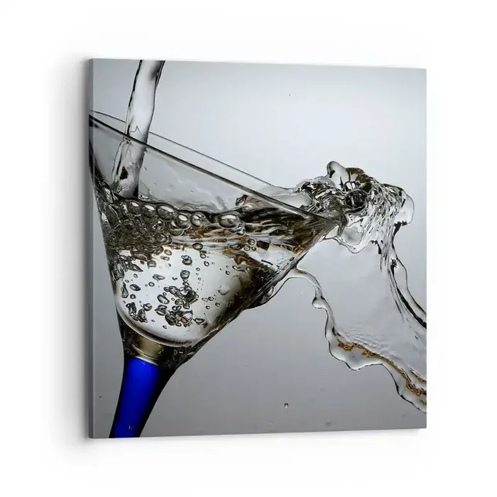 Cuadro sobre lienzo – Impresión de Imagen – Agua cristalina en vaso de vidrio – 70×70 cm