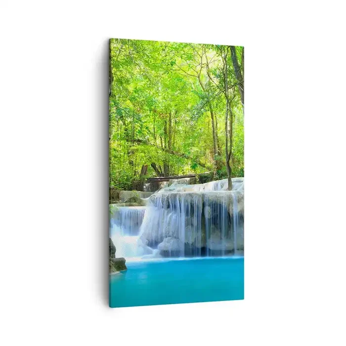 Cuadro sobre lienzo – Impresión de Imagen – Ahogarse en turquesa y verde – 45×80 cm