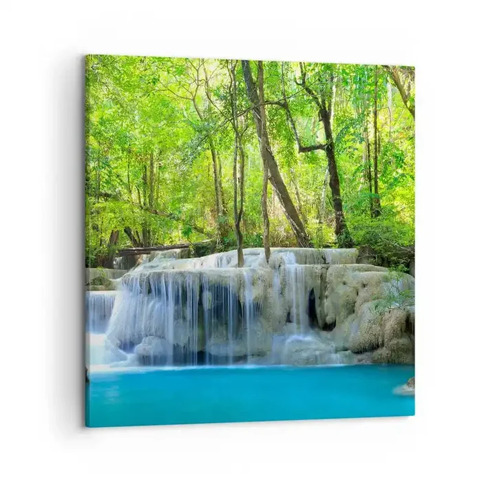 Cuadro sobre lienzo – Impresión de Imagen – Ahogarse en turquesa y verde – 50×50 cm