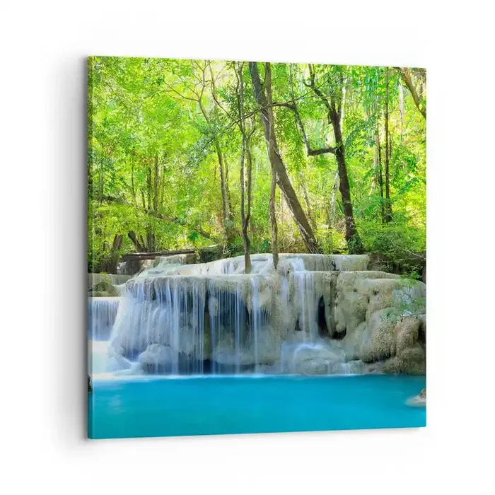 Cuadro sobre lienzo – Impresión de Imagen – Ahogarse en turquesa y verde – 60×60 cm