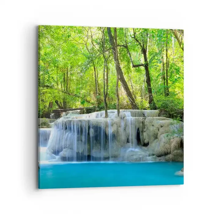 Cuadro sobre lienzo – Impresión de Imagen – Ahogarse en turquesa y verde – 70×70 cm
