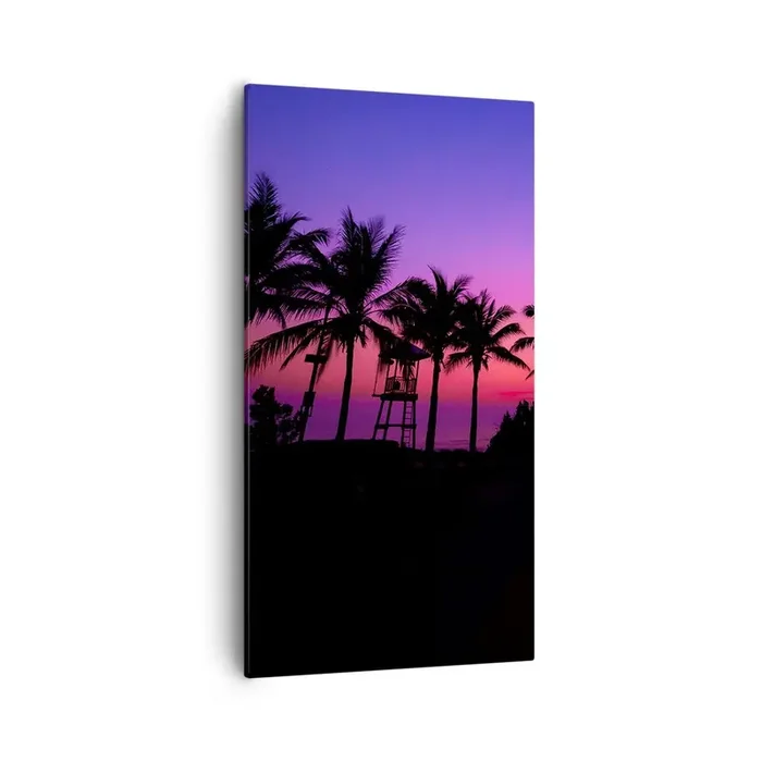 Cuadro sobre lienzo – Impresión de Imagen – Atardecer bajo las palmeras – 55×100 cm