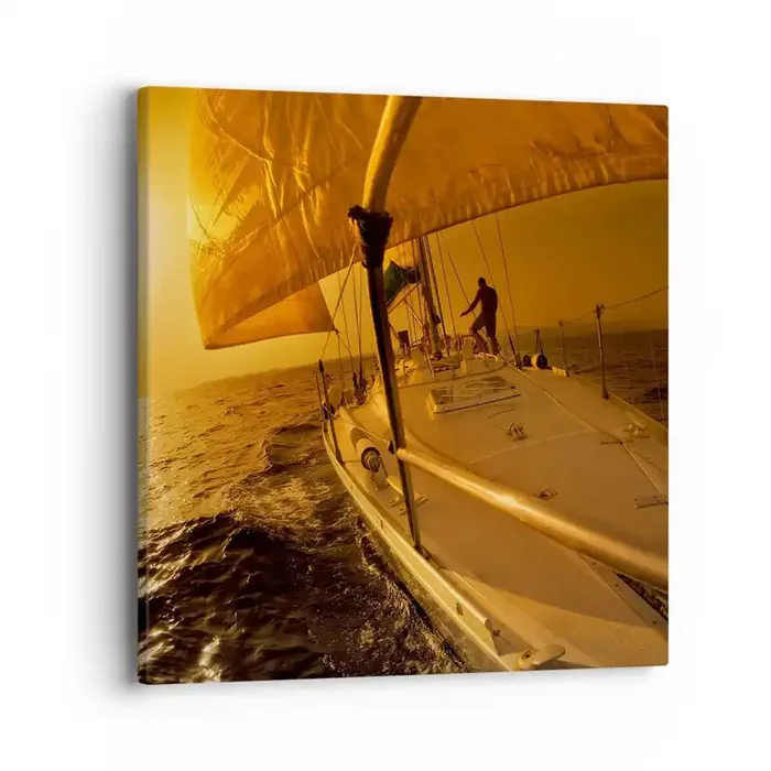 Cuadro sobre lienzo – Impresión de Imagen – Atardecer dorado tras un día multicolor – 40×40 cm