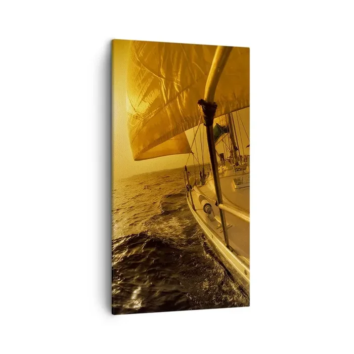 Cuadro sobre lienzo – Impresión de Imagen – Atardecer dorado tras un día multicolor – 45×80 cm