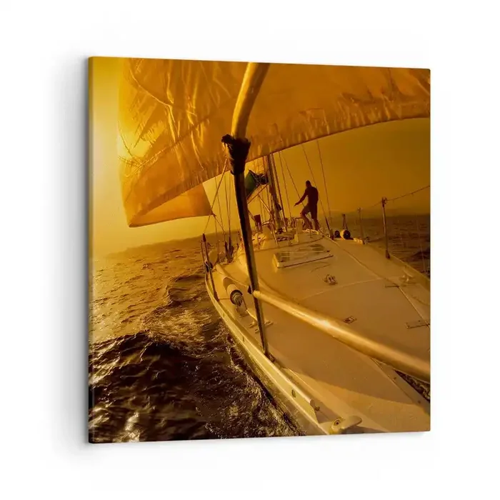 Cuadro sobre lienzo – Impresión de Imagen – Atardecer dorado tras un día multicolor – 50×50 cm
