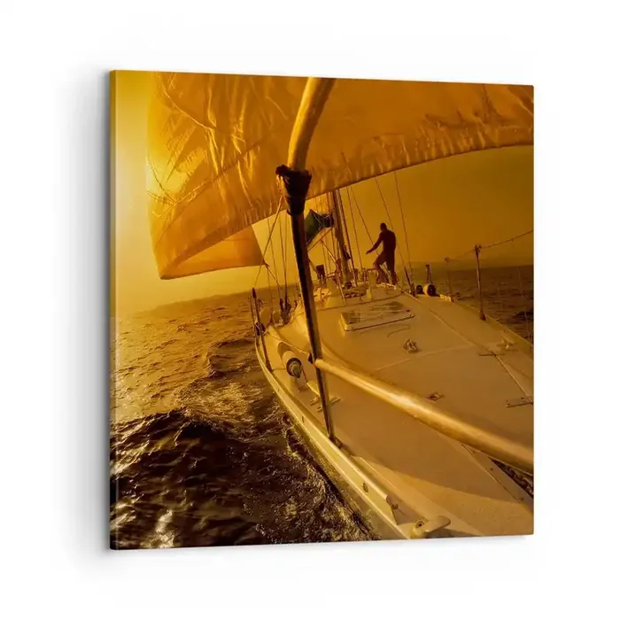 Cuadro sobre lienzo – Impresión de Imagen – Atardecer dorado tras un día multicolor – 60×60 cm