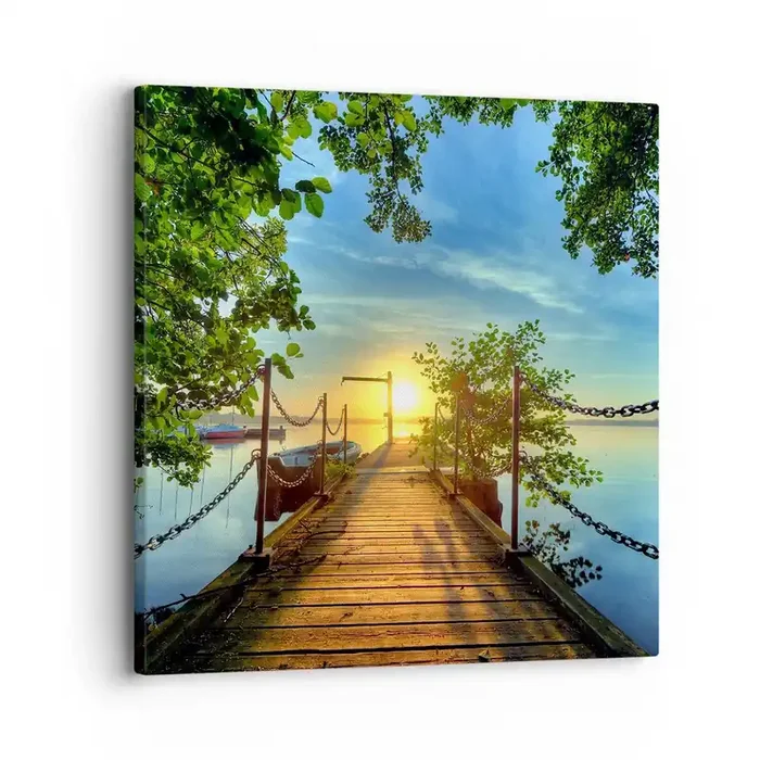 Cuadro sobre lienzo – Impresión de Imagen – Atardecer junto al agua – 30×30 cm