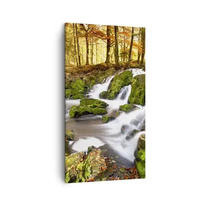Cuadro sobre lienzo – Impresión de Imagen – Atravesando el bosque otoñal – 45×80 cm