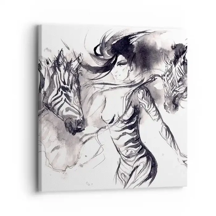 Cuadro sobre lienzo – Impresión de Imagen – Bailando con las cebras – 30×30 cm