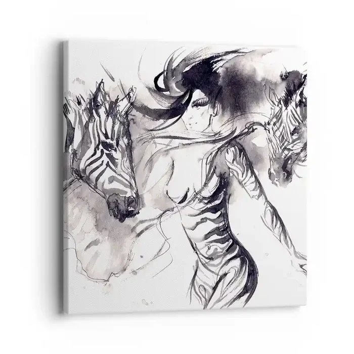 Cuadro sobre lienzo – Impresión de Imagen – Bailando con las cebras – 40×40 cm