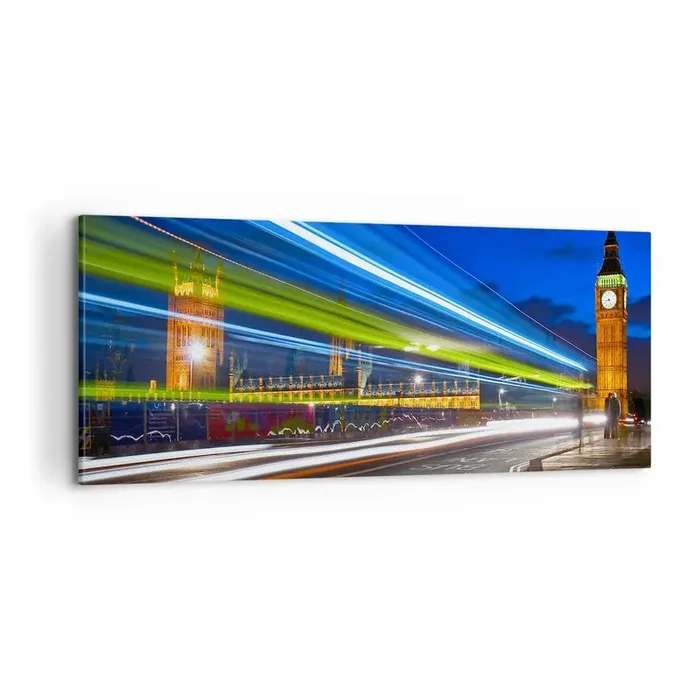 Cuadro sobre lienzo – Impresión de Imagen – Bajo la mirada del Big Ben – 100×40 cm