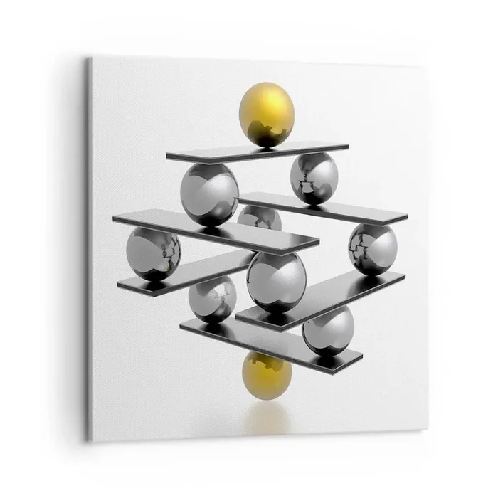 Cuadro sobre lienzo – Impresión de Imagen – Balance de oro y plata – 60×60 cm