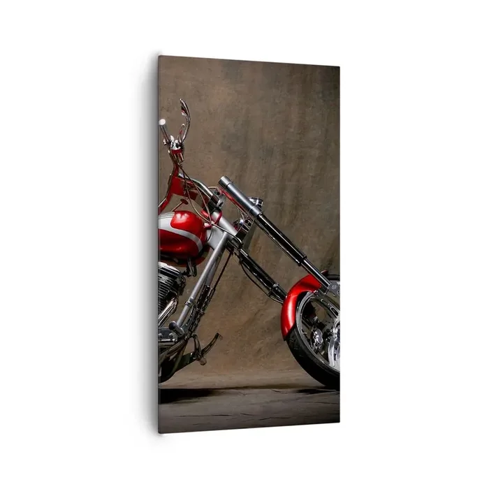 Cuadro sobre lienzo – Impresión de Imagen – Belleza rojo-plateada – 65×120 cm