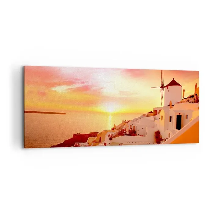 Cuadro sobre lienzo – Impresión de Imagen – Blanco y dorado – 100×40 cm