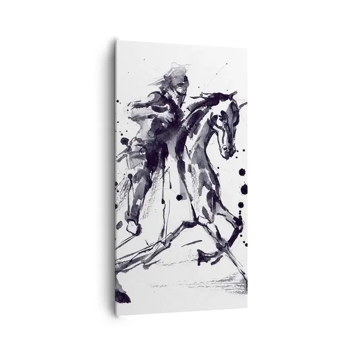 Cuadro sobre lienzo – Impresión de Imagen – Caballero negro – 65×120 cm