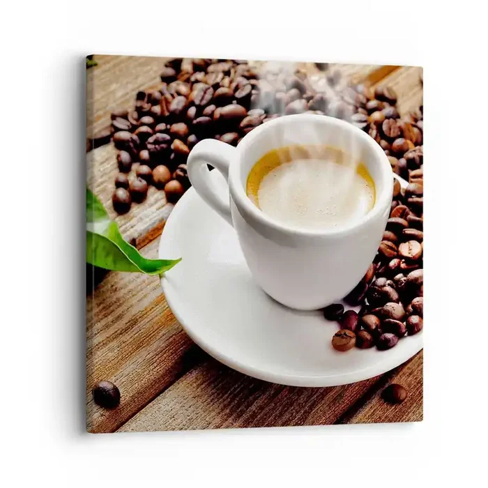 Cuadro sobre lienzo – Impresión de Imagen – Café en el banco – 30×30 cm