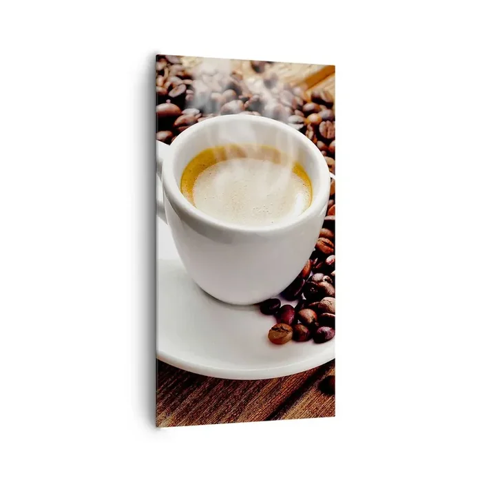 Cuadro sobre lienzo – Impresión de Imagen – Café en el banco – 65×120 cm