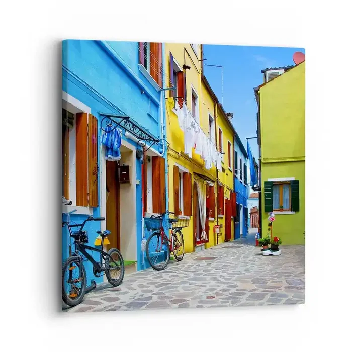 Cuadro sobre lienzo – Impresión de Imagen – Callejón dulce de color pastel – 30×30 cm