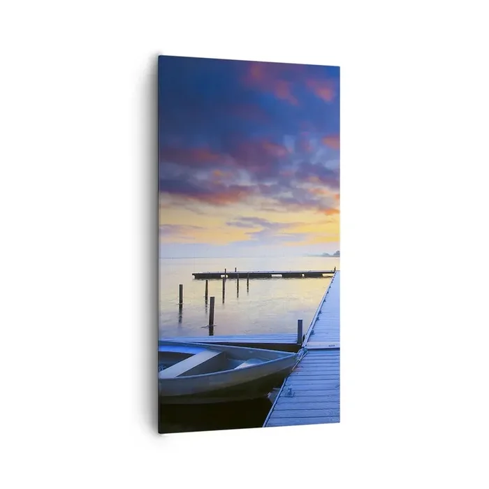Cuadro sobre lienzo – Impresión de Imagen – Calma púrpura y dorada – 65×120 cm