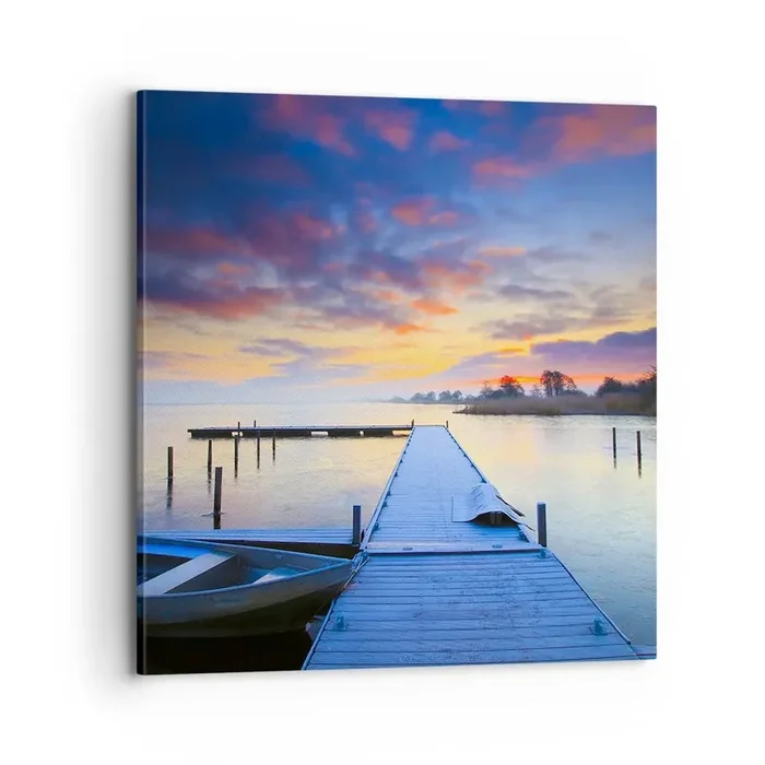 Cuadro sobre lienzo – Impresión de Imagen – Calma púrpura y dorada – 70×70 cm