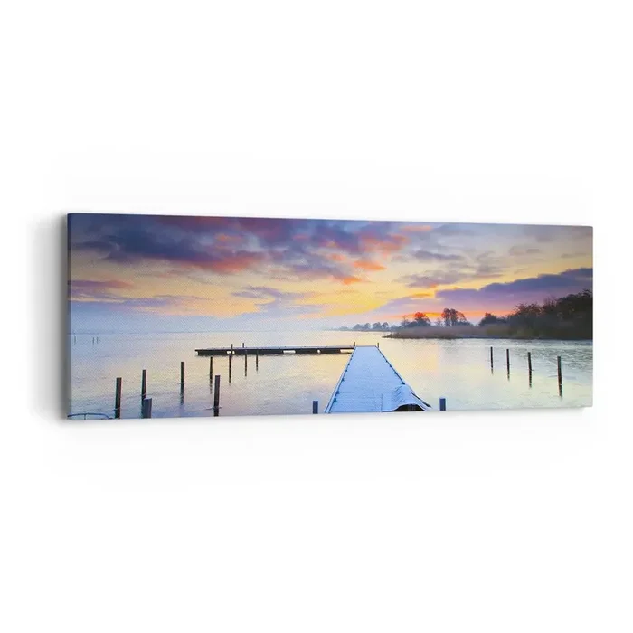 Cuadro sobre lienzo – Impresión de Imagen – Calma púrpura y dorada – 90×30 cm