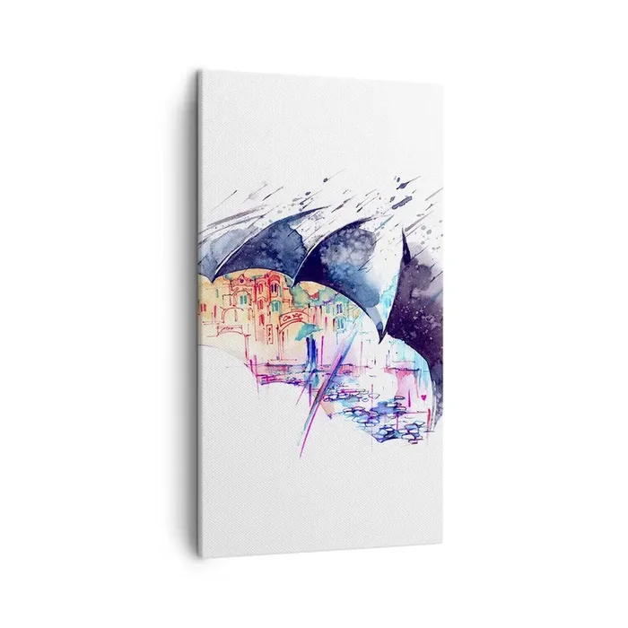 Cuadro sobre lienzo – Impresión de Imagen – Caminando bajo la lluvia – 45×80 cm