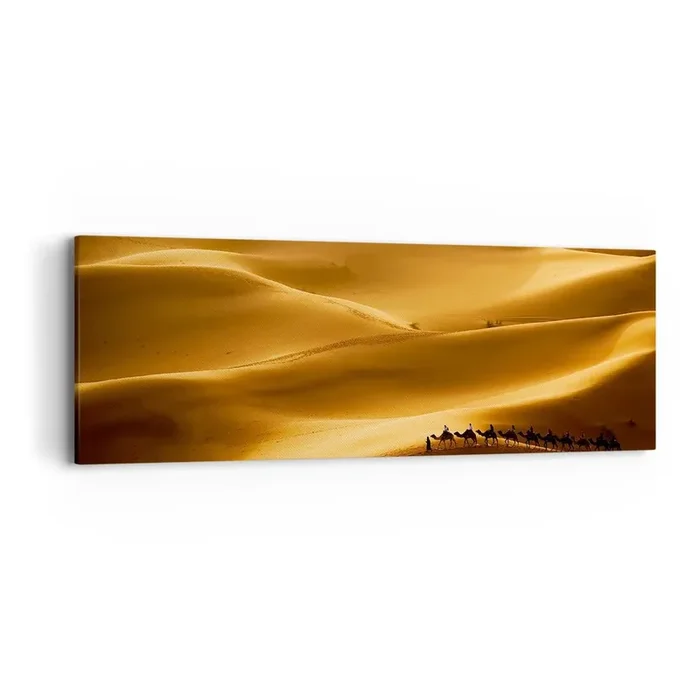 Cuadro sobre lienzo – Impresión de Imagen – Caravana sobre las olas del desierto – 90×30 cm