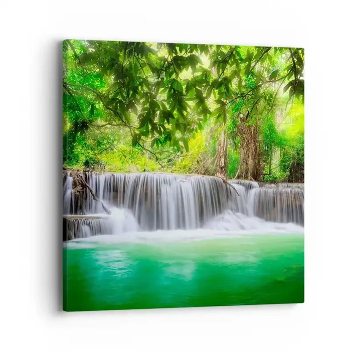 Cuadro sobre lienzo – Impresión de Imagen – Cascada en verde – 40×40 cm