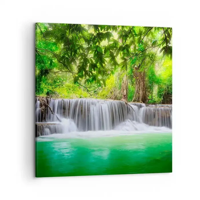 Cuadro sobre lienzo – Impresión de Imagen – Cascada en verde – 50×50 cm