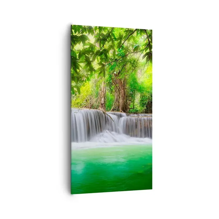 Cuadro sobre lienzo – Impresión de Imagen – Cascada en verde – 65×120 cm