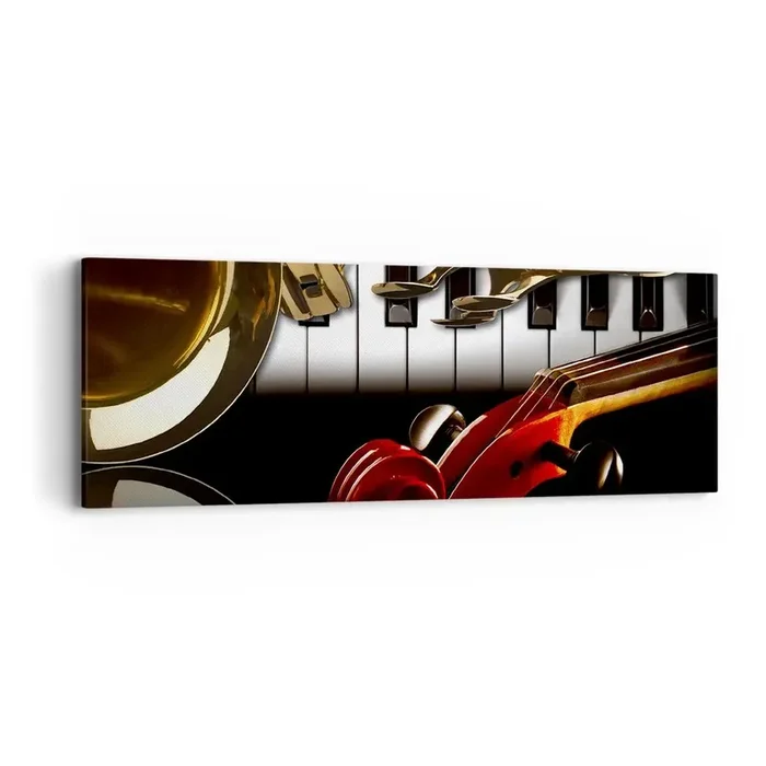 Cuadro sobre lienzo – Impresión de Imagen – Chapa, madera y marfil – 90×30 cm