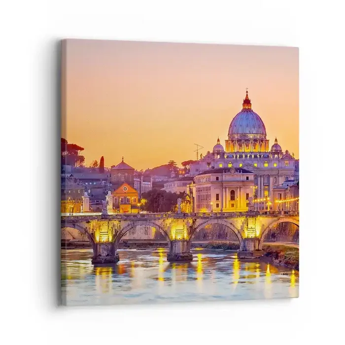 Cuadro sobre lienzo – Impresión de Imagen – Crepúsculo sobre la Ciudad Eterna – 30×30 cm