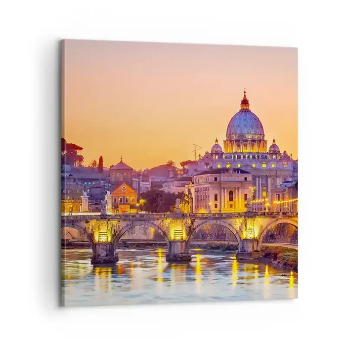 Cuadro sobre lienzo – Impresión de Imagen – Crepúsculo sobre la Ciudad Eterna – 60×60 cm