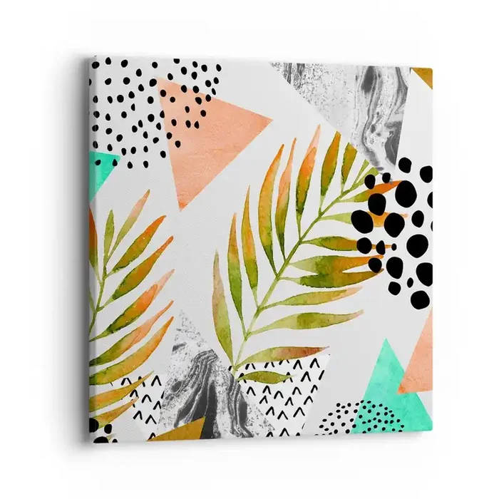 Cuadro sobre lienzo – Impresión de Imagen – Decoración con hojas de palmera – 40×40 cm