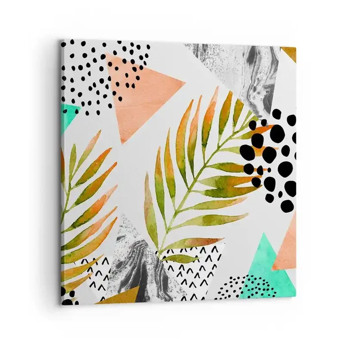 Cuadro sobre lienzo – Impresión de Imagen – Decoración con hojas de palmera – 60×60 cm