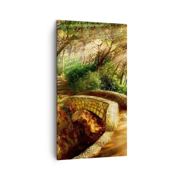 Cuadro sobre lienzo – Impresión de Imagen – Directamente desde el puente hacia el bosque de las hadas – 45×80 cm